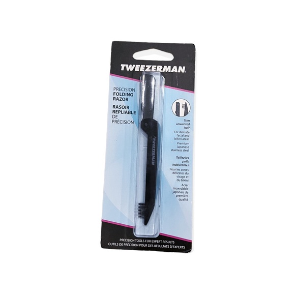 TWEEZERMAN PRECISION FOLDING BROW RAZOR IN BLACK - BRAND NEW - Picture 2 of 2